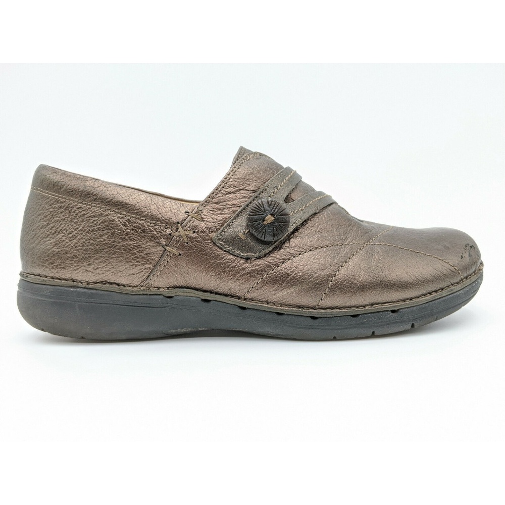 Clarks Unstructured Bronze Metallic Clog Flats - image 3